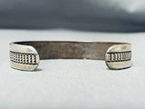 Superb Vintage Native American Navajo Signed Sterling Silver Heavy Bracelet-Nativo Arts