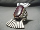 Huge Heavy Towering Native American Navajo Purple Shell Sterling Silver Ring-Nativo Arts
