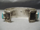 Opulent Vintage Native American Navajo Turquoise Sterling Silver Heavy Bracelet Old-Nativo Arts