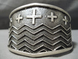 Superb Towering Native American Navajo Important Cross Christian Sterling Silver Bracelet-Nativo Arts