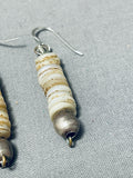 Native American Vintage Santo Domingo White Shell Sterling Silver Earrings-Nativo Arts