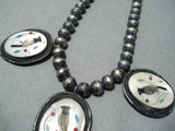 Attractive Vintage Native American Zuni Mother Of Pearl Sterling Silver Necklace Old-Nativo Arts