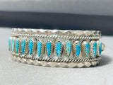 Spectacular Native American Navajo Turquoise Teardrop Sterling Silver Tommy Lowe Bracelet-Nativo Arts