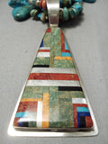 Native American Important Santo Domingo Dan Coriz Turquoise Coral Sterling Silver Necklace-Nativo Arts