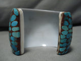 Native American Rare!! Vintage Santo Domingo Kewa Inlay Turquoise Sterling Silver Bracelet Cuff-Nativo Arts