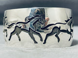Running Horses Vintage Native American Navajo Sterling Silver Bracelet-Nativo Arts