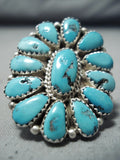 Superb Vintage Native American Navajo Turquoise Cluster Sterling Silver Ring-Nativo Arts