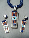 Native American Important Pat Edaaki Lapis Turquoise Sterling Silver Inlay Necklace-Nativo Arts