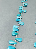Native American Brilliant Vintage Santo Domingo Turquoise Teardrop Heishi Silver Beads Necklace-Nativo Arts