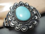 Breathtaking Signed Navajo Native American Turquoise Sterling Silver Bracelet-Nativo Arts