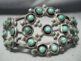 Early Vintage Native American Navajo Cerrillos Snake Eyes Turquoise Sterling Silver Bracelet Old-Nativo Arts