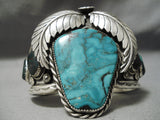 Huge Heavy Vintage Native American Navajo Blue Diamond Turquoise Sterling Silver Bracelet Old-Nativo Arts
