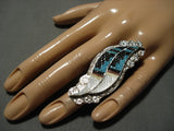 Important Native American Zuni Eldred Martinez Turquoise Sterling Silver Ring-Nativo Arts