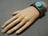 Important San Felipe Blue Jay Turquoise Sterling Silver Bracelet-Nativo Arts