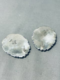 Native American Rare Signed Santo Domingo Spiderweb Turquoise Sterling Silver Earrings-Nativo Arts