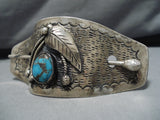 Fabulous Vintage Native American Navajo Hair Barrette Bisbee Turquoise Sterling Silver Pin-Nativo Arts