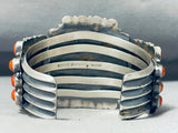 Most Unique Heavy Native American Navajo Coral Sterling Silver Jet Bracelet Cuff-Nativo Arts