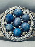Rare Domed Lapis Vintage Native American Navajo Sterling Silver Flank Bracelet-Nativo Arts