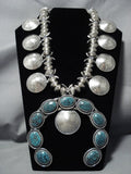 800 Gram Xxl Vintage Native American Jewelry Navajo Turquoise Sterling Silver Squash Blossom Necklace-Nativo Arts