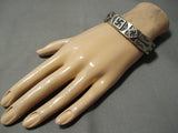 Thick And Sturdy!! Vintage Native American Navajo Whilring Logs Sterling Silver Ingot Bracelet-Nativo Arts