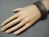 Native American Colossal Vintage Sterling Silver Twisted Rails Bracelet Old-Nativo Arts