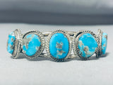 Best Vintage Native American Navajo Old Kingman Turquoise Sterling Silver Bracelet-Nativo Arts