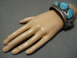 Vintage Navajo Blue Gem Turquoise Sterling Silver Native American Bracelet-Nativo Arts