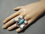 Big Butterfly!! Navajo Native American Sterling Silver Turquoise Ring-Nativo Arts