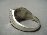 Impressive Vintage Native American Navajo Blue Diamond Turquoise Sterling Silver Ring-Nativo Arts