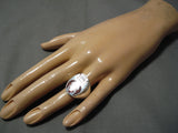 Important Zuni Harlan Coonsis Coral Inlay Sterling Silver Native American Ring-Nativo Arts