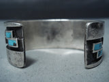 Museum Vintage Native American Hopi Bisbee Turquoise Sterling Silver Bracelet Old-Nativo Arts