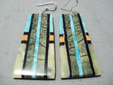 Native American Some Of The Most Intricate Santo Domingo Turquoise Sterling Silver Earrings-Nativo Arts