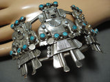 One Of The Best Ever Vintage Native American Navajo Turquoise Kachina Sterling Silver Bracelet-Nativo Arts