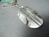 Spectacular Native American Navajo Royston Turquoise Sterling Silver Feathers Necklace-Nativo Arts