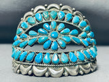 One Of Most Unique Vintage Native American Navajo Turquoise Teardrop Sterling Silver Bracelet-Nativo Arts