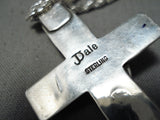 Native American Important Jeanette Dale Turquoise Cross Sterling Silver Necklace-Nativo Arts