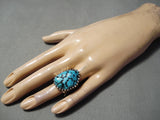 Fantastic Vintage Native American Navajo Sleeping Beauty Turquoise Sterling Silver Ring-Nativo Arts
