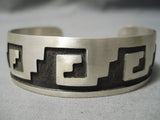 Incredible Vintage Native American Navajo Hopi Native American Navajo Sterling Silver Water Wave Bracelet Old-Nativo Arts