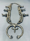 Authentic Vintage Native American Navajo Sterling Silver Squahs Blossom Necklace-Nativo Arts