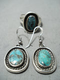 Beautiful Vintage Native American Navajo Matching Turquoise Ring Earrings Set-Nativo Arts