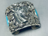 218 Grams Horse Native American Turquoise Sterling Silver Bracelet Cuff-Nativo Arts