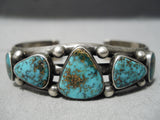 Superlative Vintage Native American Navajo Carico Lake Turquoise Sterling Silver Bracelet Cuff-Nativo Arts