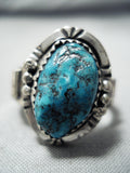Stunning Vintage Native American Navajo Spiderweb Turquoise Sterling Silver Ring Old-Nativo Arts