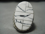 Very Rare!! White Turquoise Navajo Sterling Silver Native American Ring-Nativo Arts