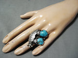 Yazzie Vintage Native American Navajo Morenci Turquoise Sterling Silver Ring Old-Nativo Arts