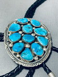 Fascinating Vintage Native American Navajo 11 Morenci Turquoise Sterling Silver Bolo-Nativo Arts