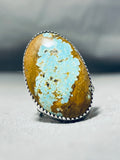 Fabulous Tsosie Native American Navajo #8 Turquoise Mine Sterling Silver Ring-Nativo Arts
