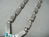 Workmanship!! Vintage Betosi Family Native American Navajo Sterling Silver Turquoise Necklace-Nativo Arts