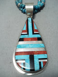 Important Santo Domingo Turquoise Sterling Silver Necklace Native American-Nativo Arts
