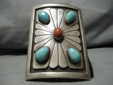 Superlative Vintage Native American Navajo Turquoise Sterling Silver Bowguard Ketoh Bracelet-Nativo Arts